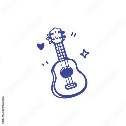 Whimsical Ukulele Illustration with Heart and Star