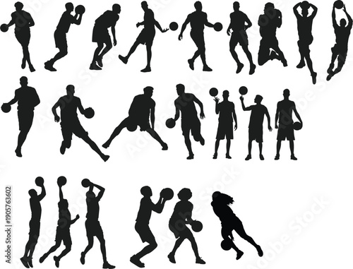 silhouettes of basketball player