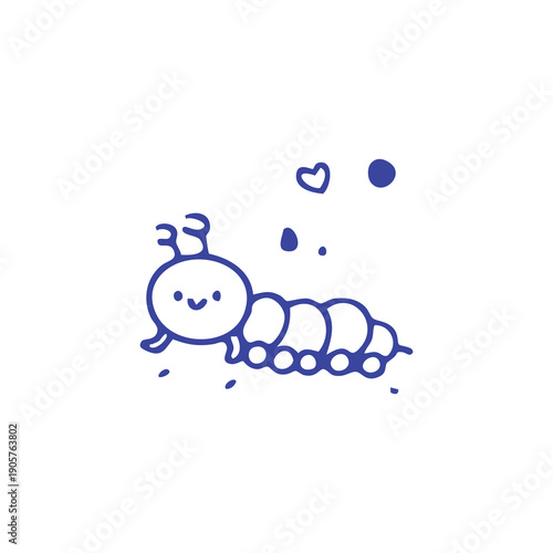 Happy Cartoon Caterpillar with Heart