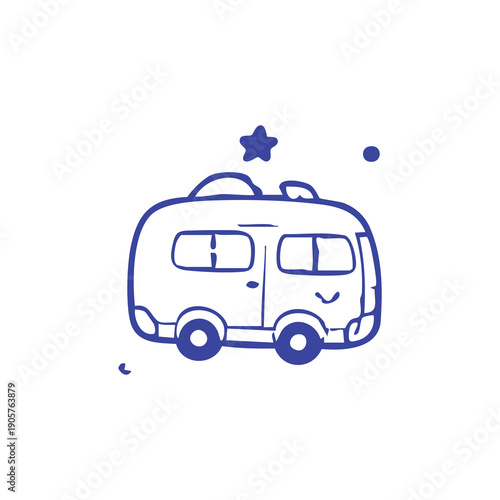 Whimsical Campervan Illustration with Stars