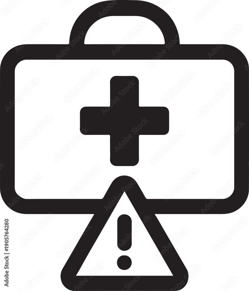 Obraz premium First aid medical kit and emergency protection insurance vector icon design on white