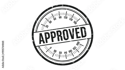 Approved Seal: A classic rubber stamp design signifies endorsement and validation. Capturing a clear and concise visual representation.