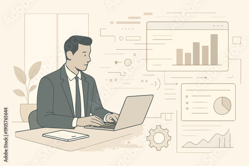 Technology Acting as an Invisible Partner in Business Operations illustration