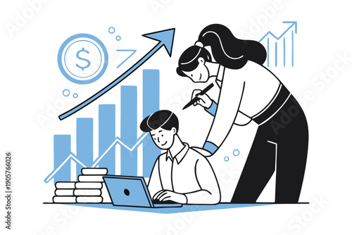 Business Mentorship and Financial Growth Concept Illustration