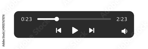 Minimized video player bar or audio player control panel.