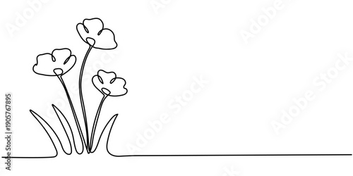 Spring flowers continuous one line drawing Editable stroke
