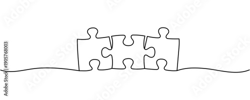 Continuous single line drawing of puzzle piece. Problem solving and solution business metaphor. One line drawing of puzzle piece for idea, business, thinking process Editable stroke