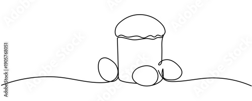 Continuous line drawing of easter cake. vector illustration Editable stroke