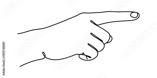 One line drawing of hand pointing finger. Vector illustration creative idea of problem up. Editable stroke
