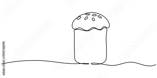 Continuous line drawing of easter cake. vector illustration Editable stroke