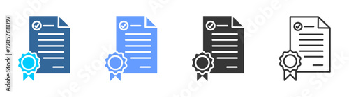 certificate icon set multiple style collection