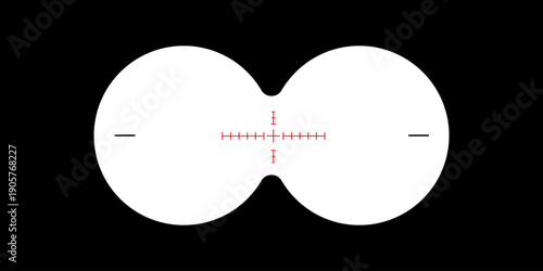 Binoculars viewfinder overlay on transparent background. Spy POV. Circular dual lens without crosshair marks. Military, hunting or spy optical instrument. Realistic vector illustration.