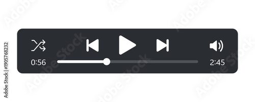 Minimized video player bar or audio player control panel.