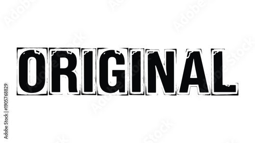 Originality Statement: A bold declaration of ORIGINAL composed with repurposed plates, standing as a stark message of authenticity and uniqueness. 