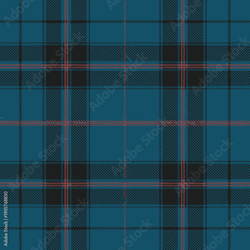 Seamless dark blue and black plaid pattern with red lines  traditional scottish design
