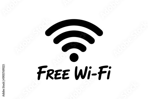 Free WiFi symbol with text on white background