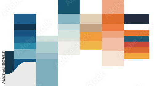 Colorful geometric shapes illustration with blue, orange, and yellow hues