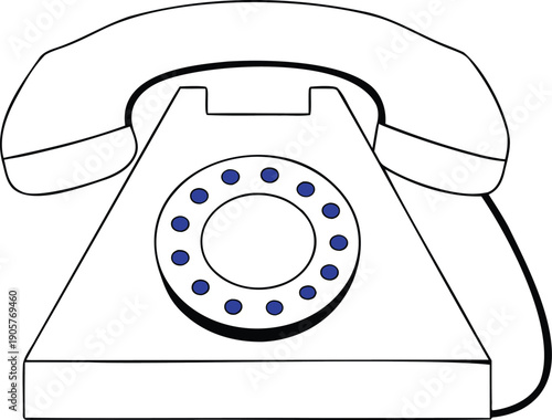 Rotary Dial Telephone Handset and Dial Detail Close-up, Retro Communication