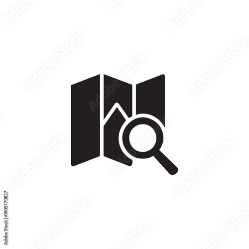 Map search icon silhouette vector design art illustration.