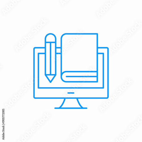 pencil book computer icon sign vector