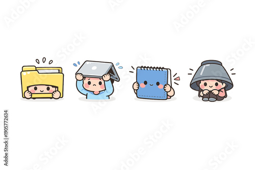 Education and study icon set. Containing folder, laptop, notebook, lamp, student, book, pencil, workspace, desk, research, classroom, knowledge, online, lesson, tutorial, teaching,