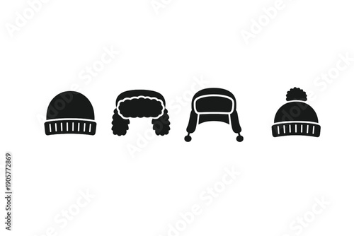 Winter Wear Icons Set: Hat, Beanie, Scarf, Mittens, Gloves, Sweater, Jacket, Boots and more.