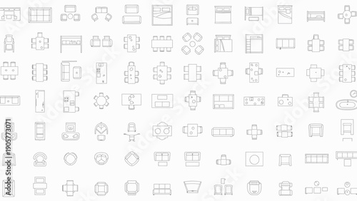 A collection of various icons isolated on transparent background