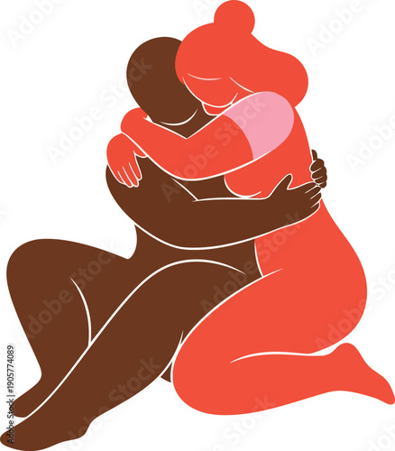 Embracing Love: Couple Illustration in Modern Art Style for Relationship Themes