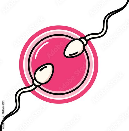 Illustration of Sperm and Egg Cell Concept for Fertilization and Reproductive Health