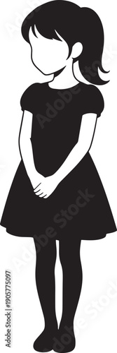 Silhouette of young girl with ponytail hairstyle wearing dress outfit