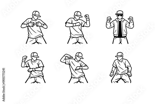 Dance and movement icon set. Featuring dancer, hip-hop, rhythm, beat, choreography, steps, music, performance, groove and more.