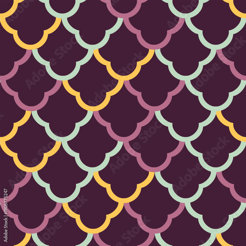Mid-Century Modern Art Deco Fan Pattern red