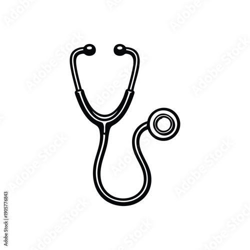 Black and white stethoscope vector illustration medical equipment icon for healthcare and clinic design