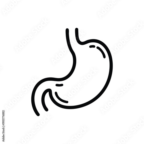 Black and white vector illustration of human stomach simple medical digestive organ icon