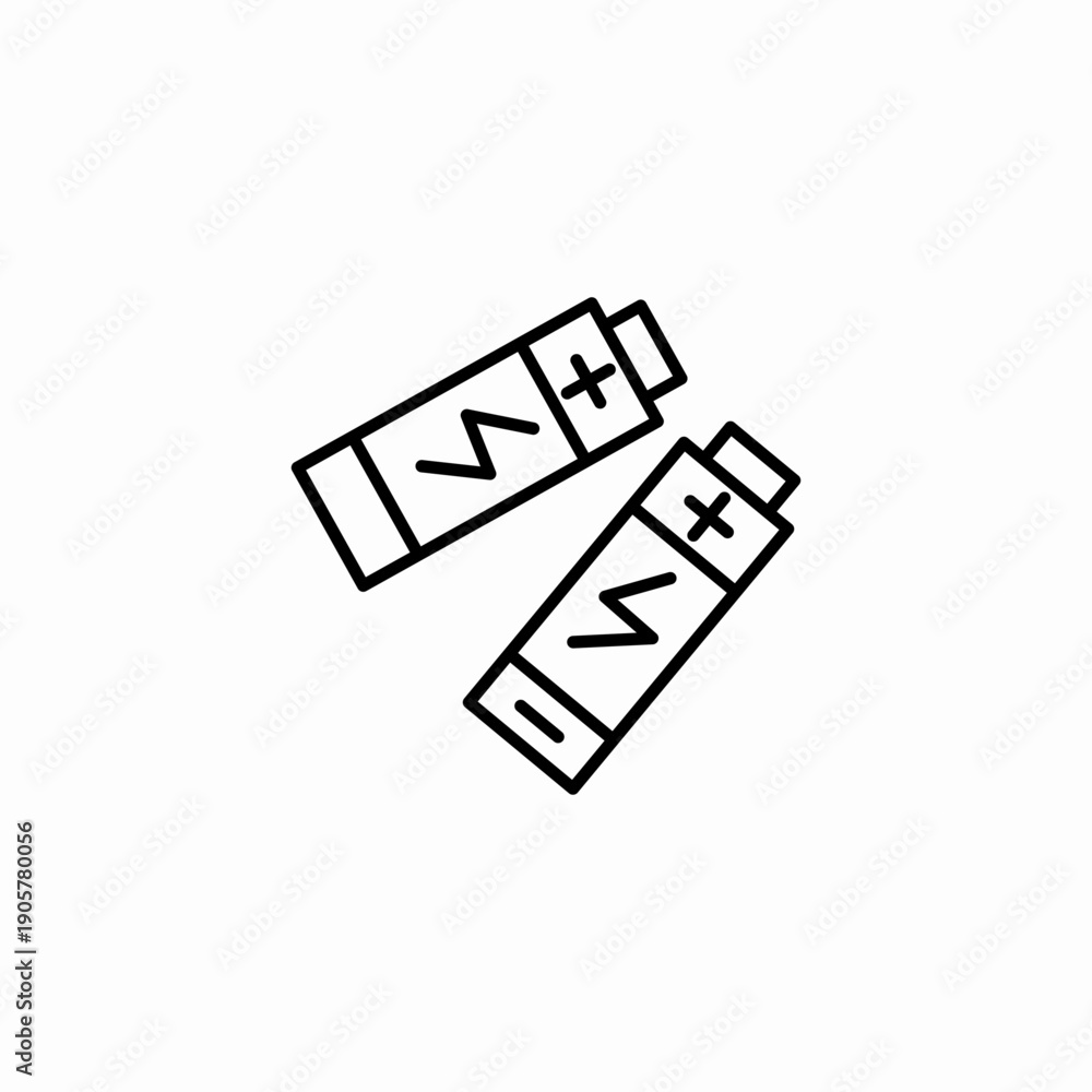 Obraz premium two battery cells icon sign vector