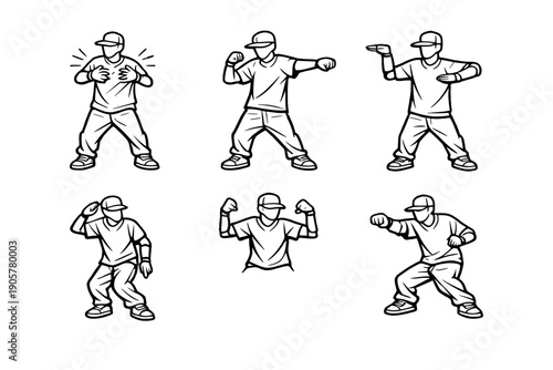 Dance and movement icon set. Containing rhythm, hip-hop, freestyle, groove, choreography, energy, pose, style, and more.