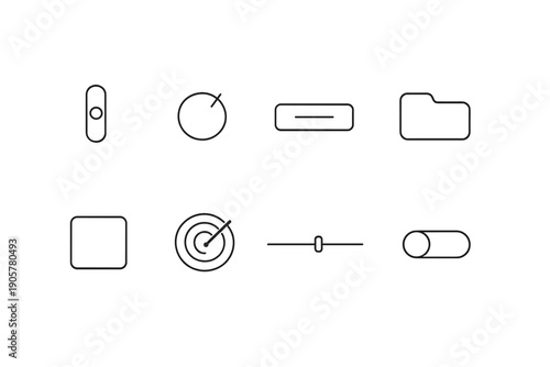 User Interface Icons Set: slider, button, toggle, checkbox, radio, input, folder, target, progress
