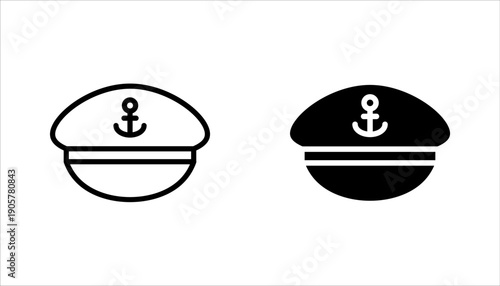 captain hat icon set. Linear vector from nautical concept. vector illutration on white background