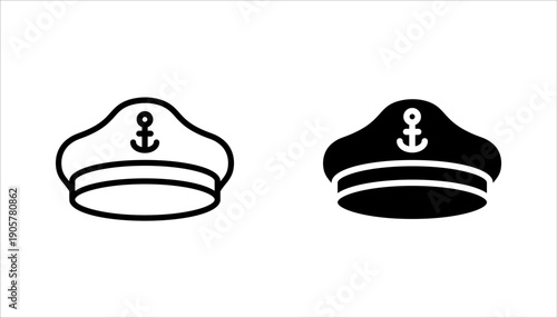 captain hat icon set. Linear vector from nautical concept. vector illutration on white background