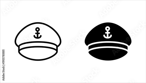 captain hat icon set. Linear vector from nautical concept. vector illutration on white background