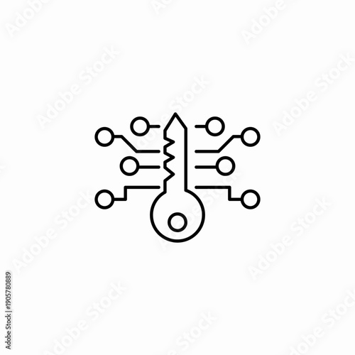 digital crypto key icon sign vector