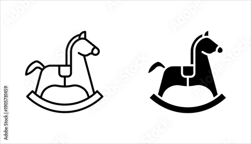 Horse toy icon set. Thin line flat vector related icon for web design. vector illustration on white background