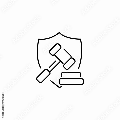 legal gavel shield icon sign vector