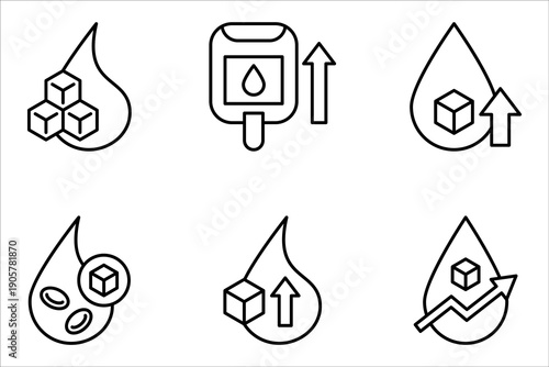 blood sugar icon set. linear style sign for mobile concept and web design vector illutration on white background