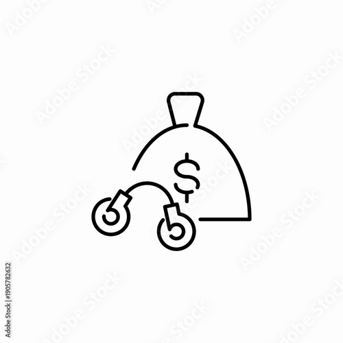 ransom money handcuffs icon sign vector