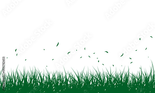 風に揺れる草原のシルエット背景 ベクターイラスト