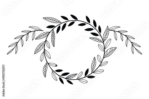 Flower illustration with colorful leaves and abstract shapes design