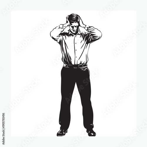worried man gesture on white