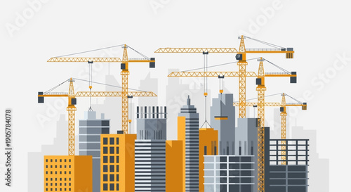 City skyline under construction with cranes and modern buildings 1.