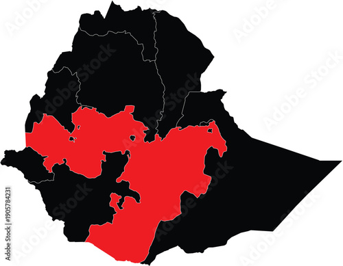 File ID(s): 1905784231 - Original name(s): Oromiya Region Highlighted on Map of Ethiopia Editable Vector Design.eps